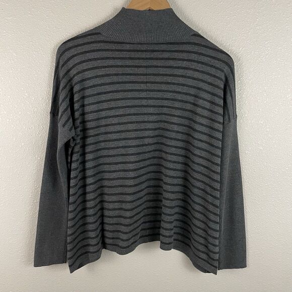 Eileen Fisher Size XS Striped Lyocell Blend Knit Mock Neck Sweater - Picture 5 of 5